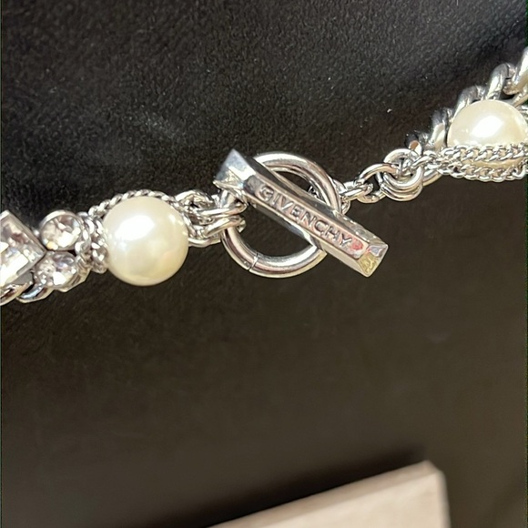 Givenchy Silver-Tone Faux Pearl & Rhinestone Double Strand Necklace - Picture 2 of 3